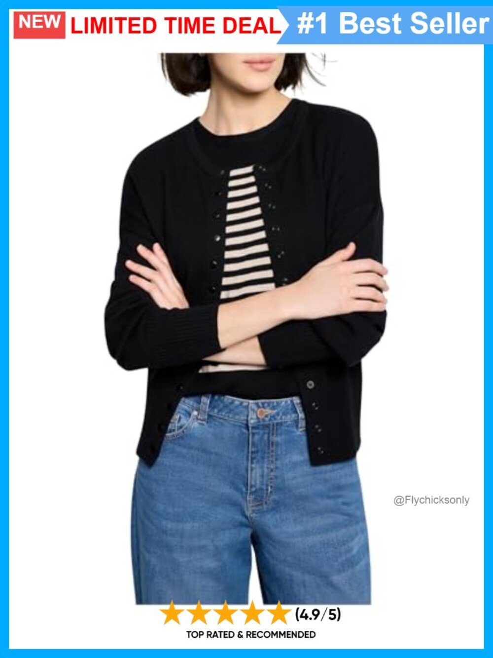 Snap Front Pure Cotton Cardigan Midweight Black Onyx